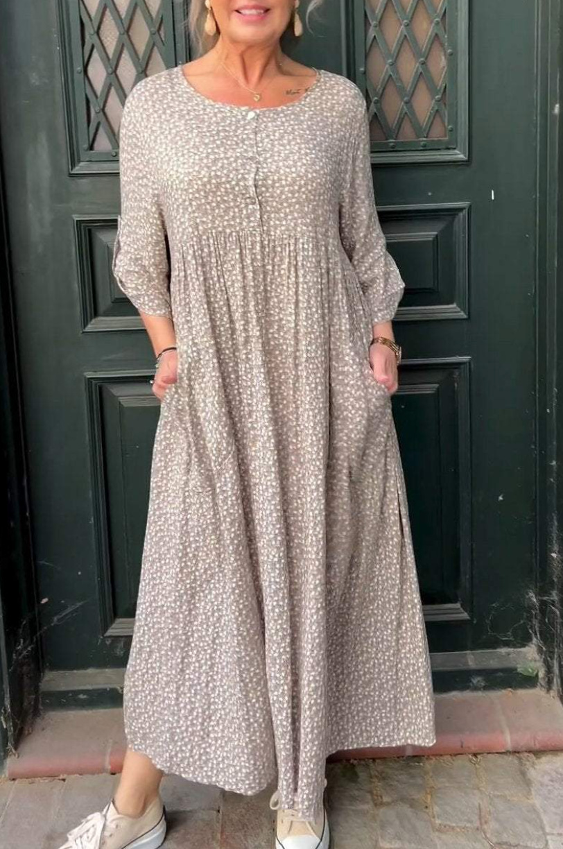 Women's Floral Button Long Sleeve Dress