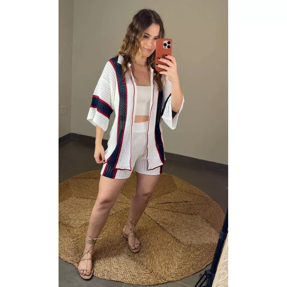 Women's Cutout Lapel Knit Two-Piece Set