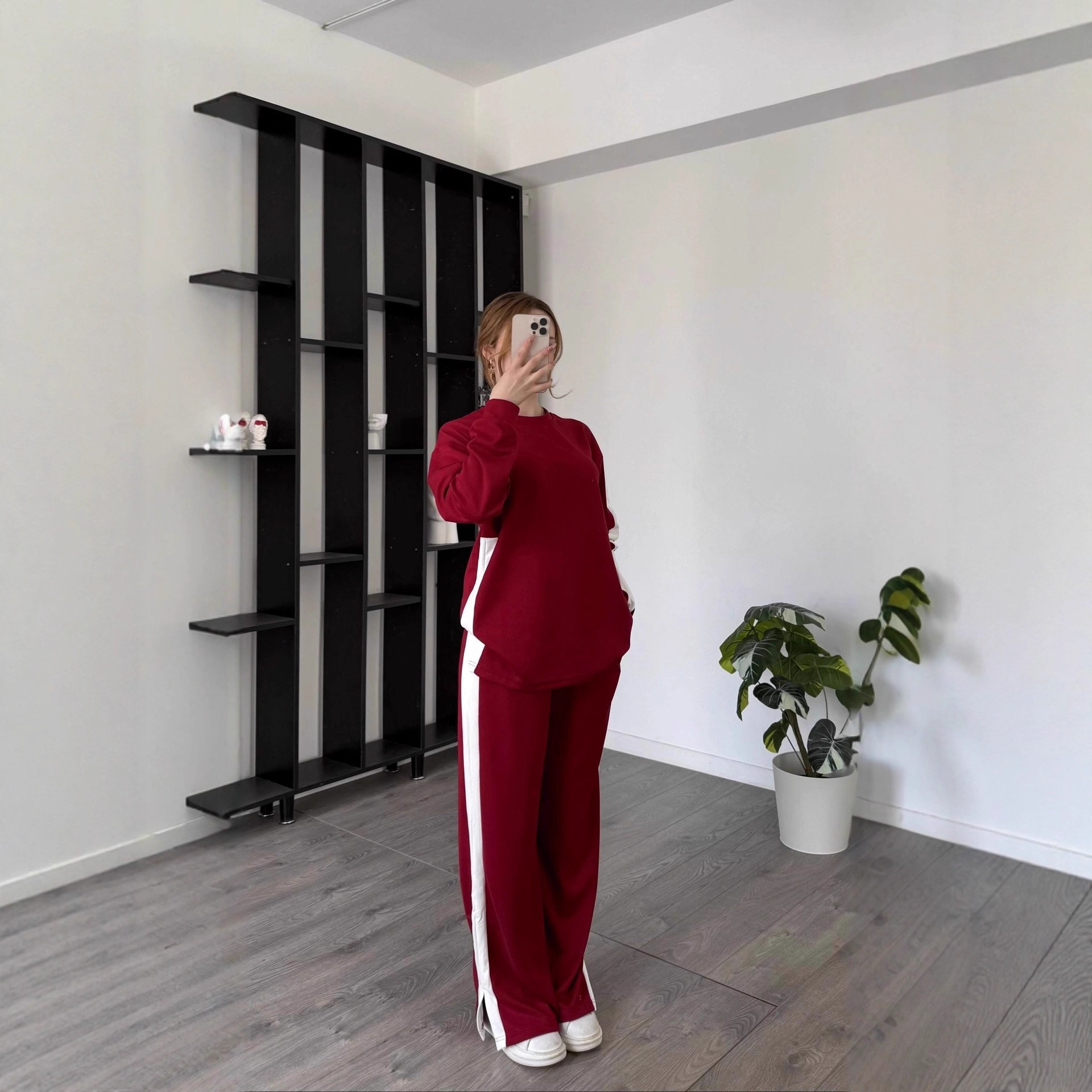 Color-Block Knit Long-Sleeve Top and Pants Set