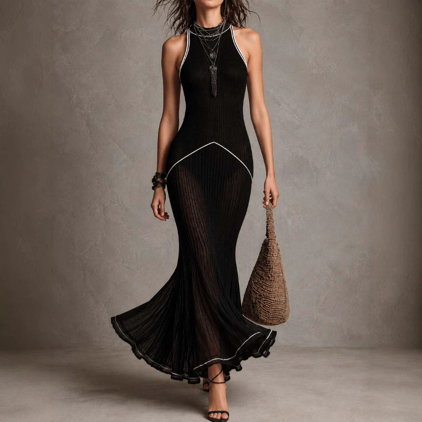 Ribbed Sleeveless Long Dress