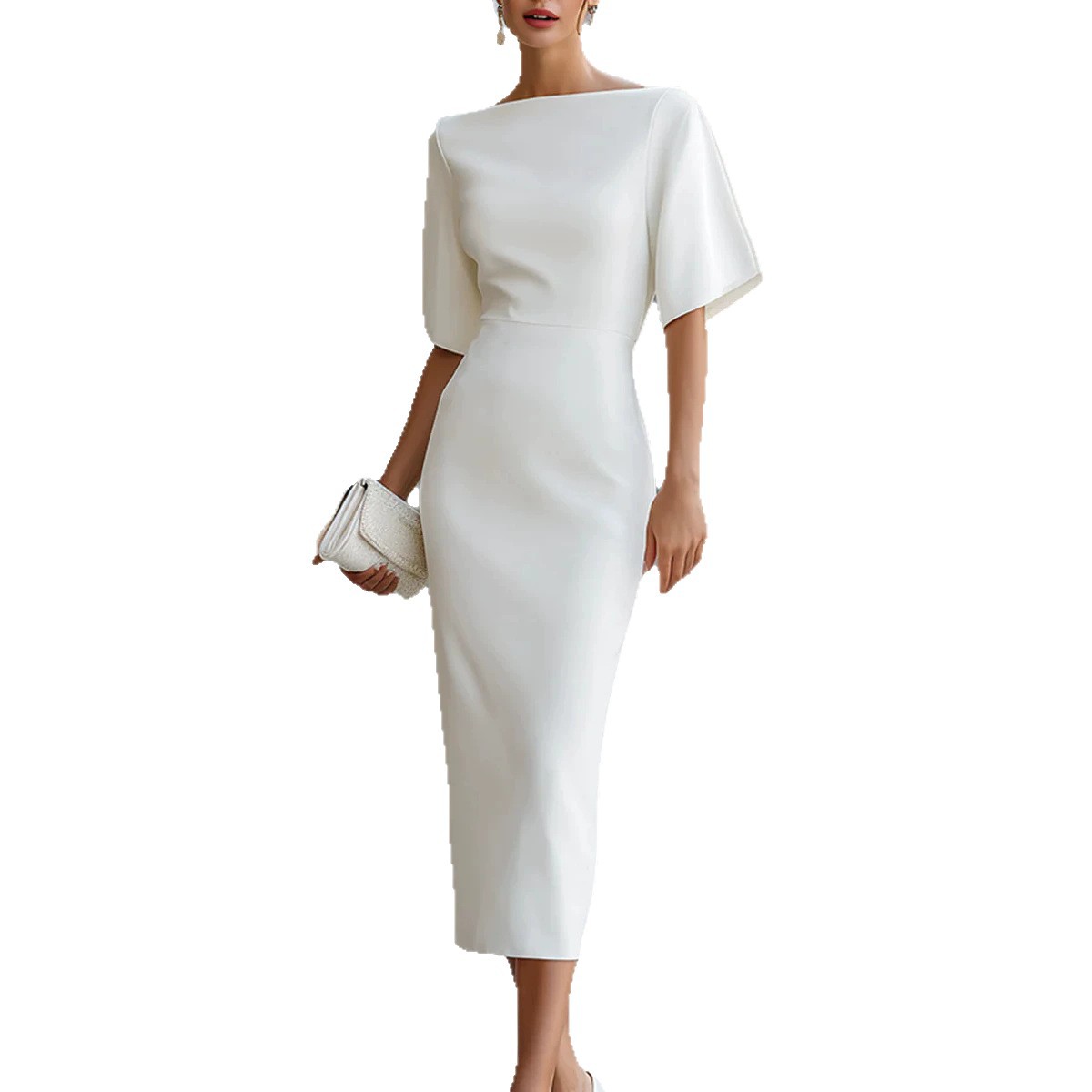 Elegant Waist-Cinching Midi Dress with Belt