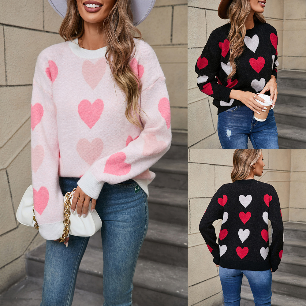 Heart Crewneck Pullover Sweater