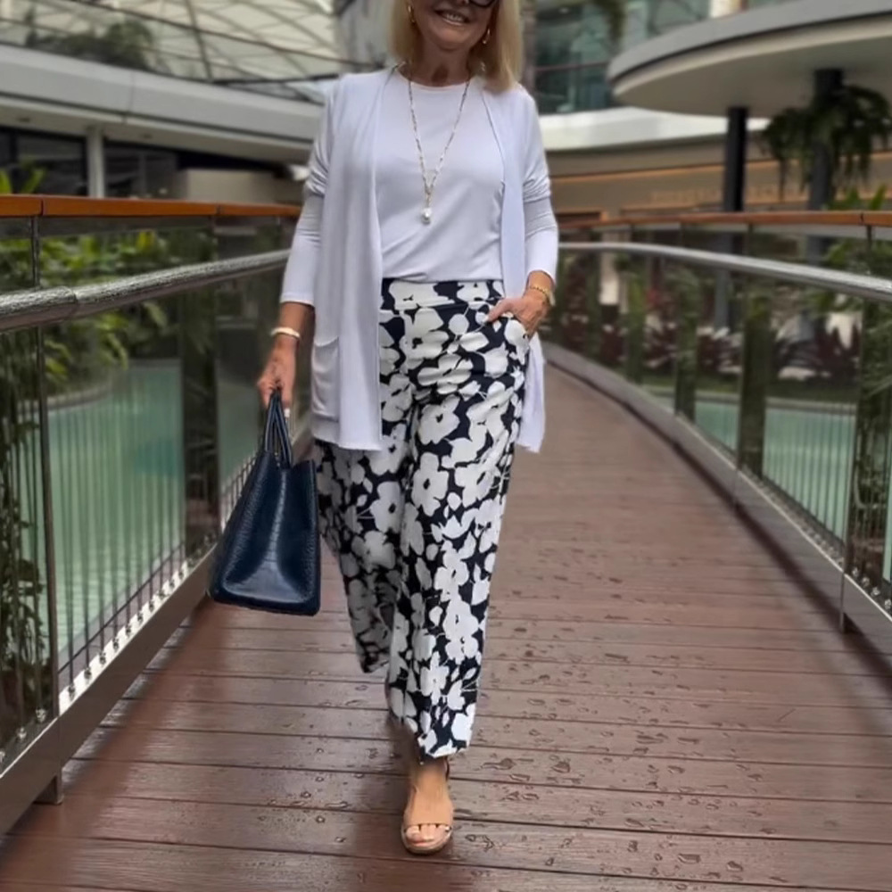 Women's Mid-Rise Floral Micro Flare Pants