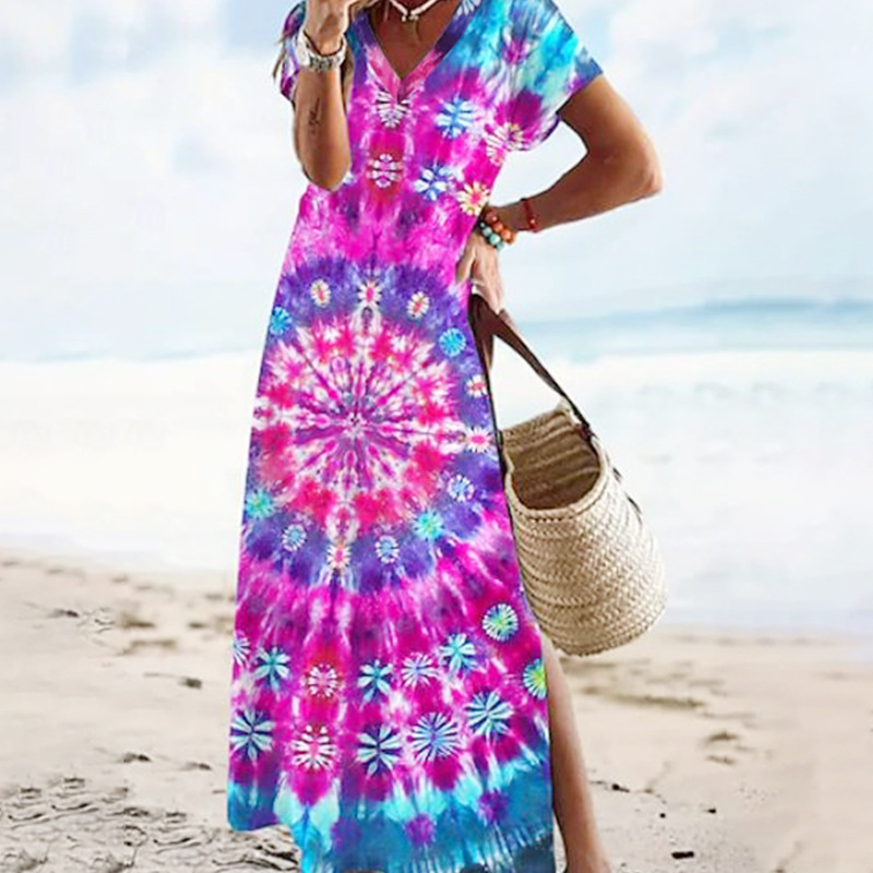 Women's Ethnic Print Sleeveless Maxi Dress Loose Fit