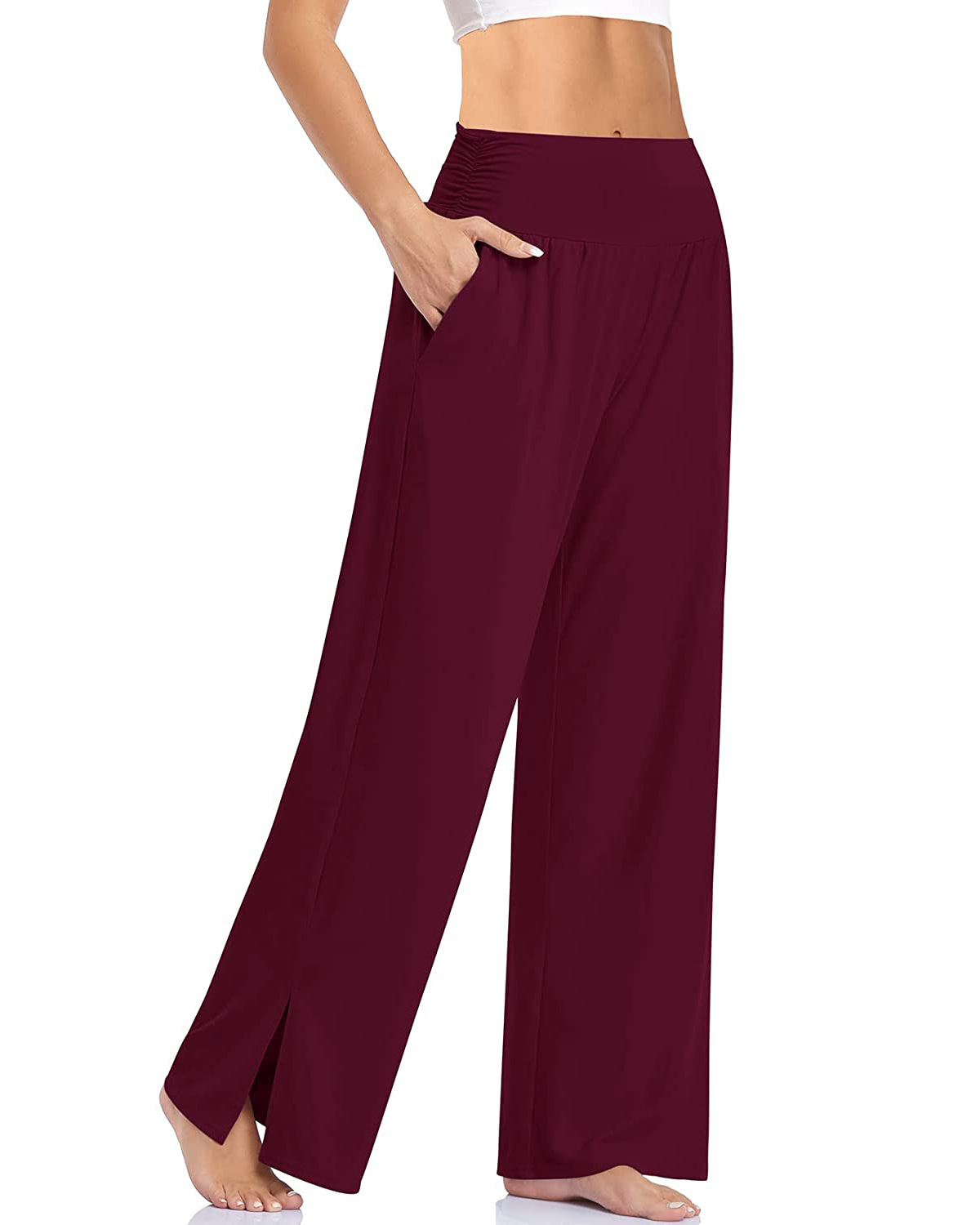 Women's Wide-Leg Loose Yoga Pants with Pockets