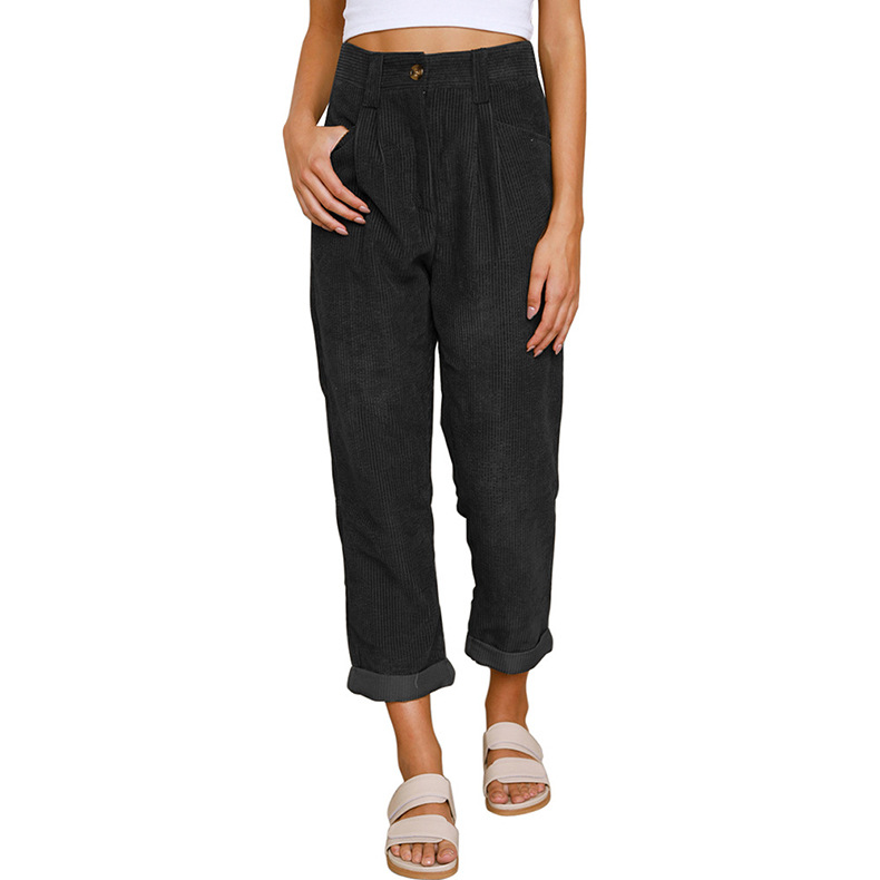 Corduroy Women's Cropped Pencil Pants Casual Commuter Style