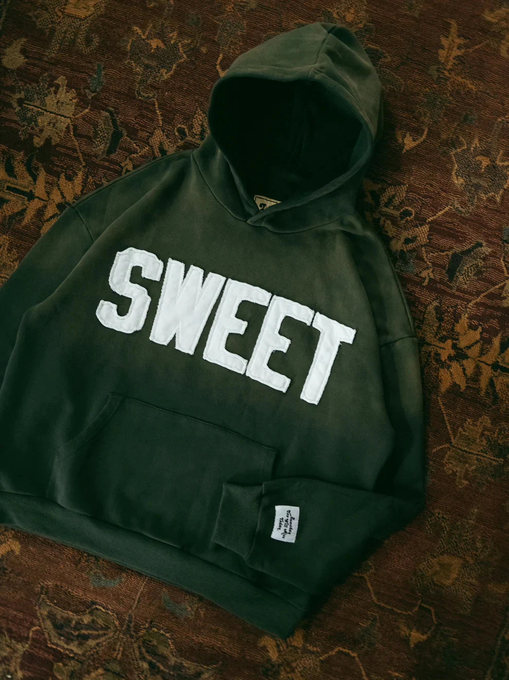 Women's Letter Print Hooded Long Sleeve Washed Distressed Sweatshirt