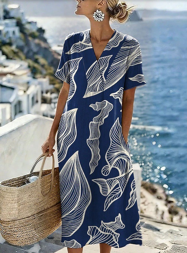 Women's Floral Print Ruched Midi Dress Sleeveless Deep V-Neck Bodycon