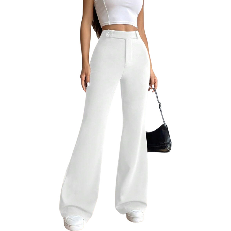 High-Waisted Flared Dress Pants for Women Slimming Drapey Wide-Leg
