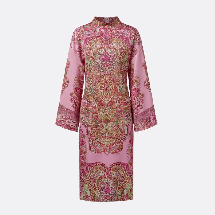 Elegant Paisley Print Loose Midi Dress