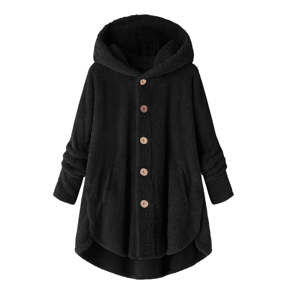Women's Asymmetrical Fleece Hooded Cardigan with Pockets