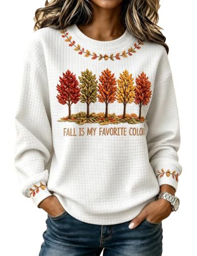 Women's Tree Letter Maple Leaf Print Casual Sweatshirt