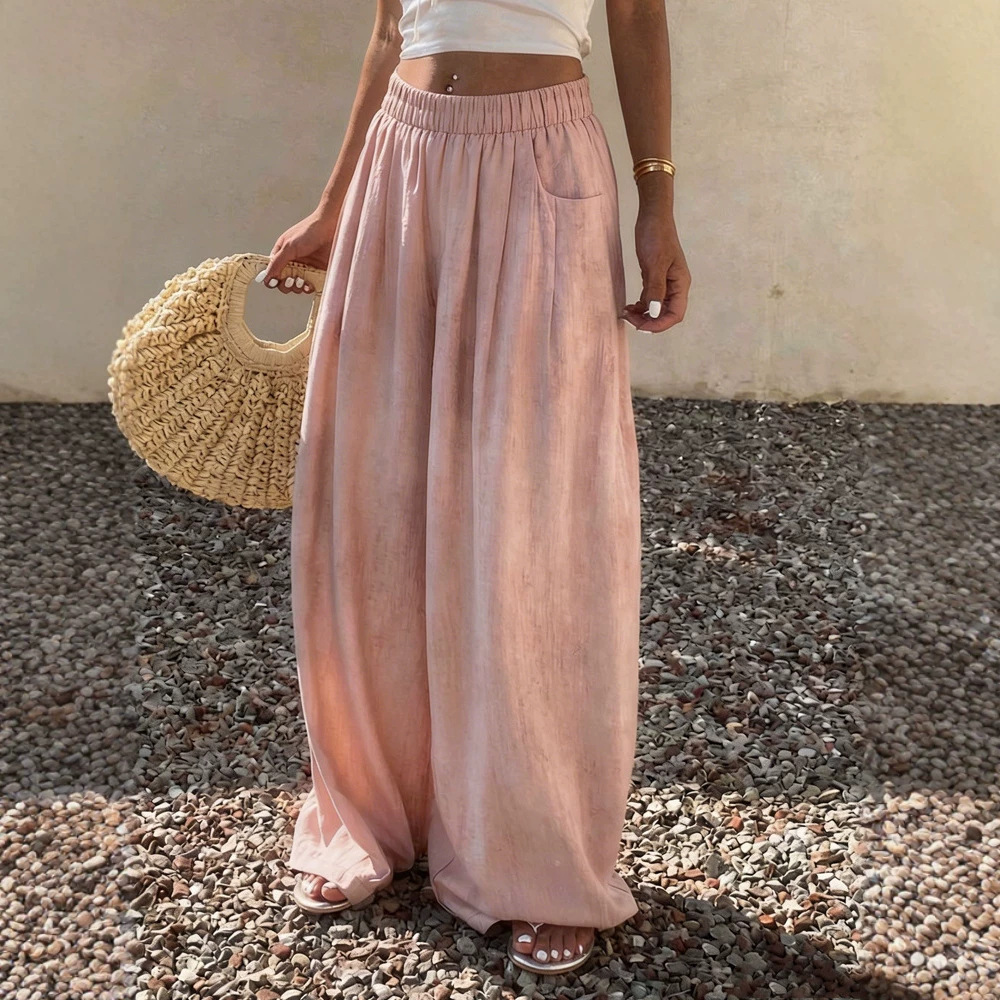 Women's Loose Casual Solid Color Elastic Waist Harem Pants