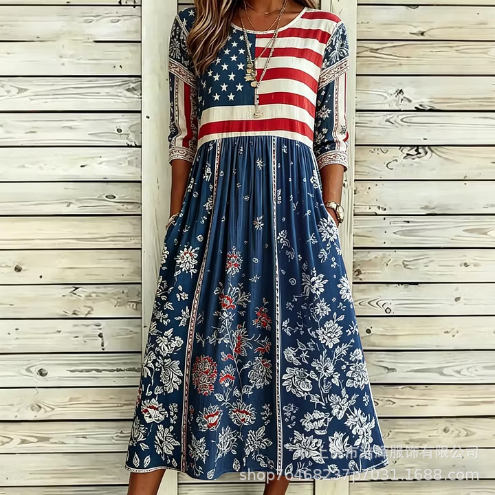 Women's Floral Print Ruched Bodycon Midi Dress Sleeveless Crew Neck