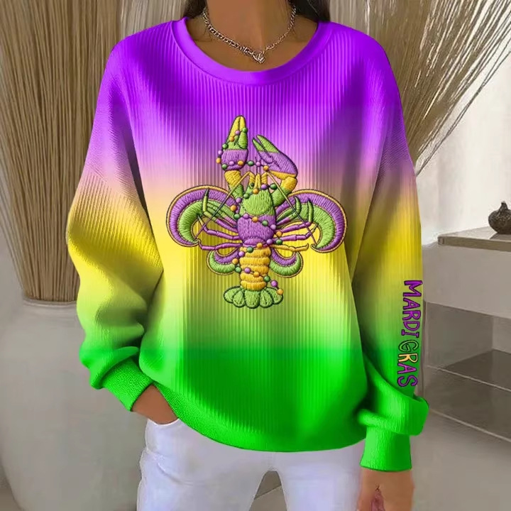 Iris Royal Print Women's Crewneck Sweatshirt