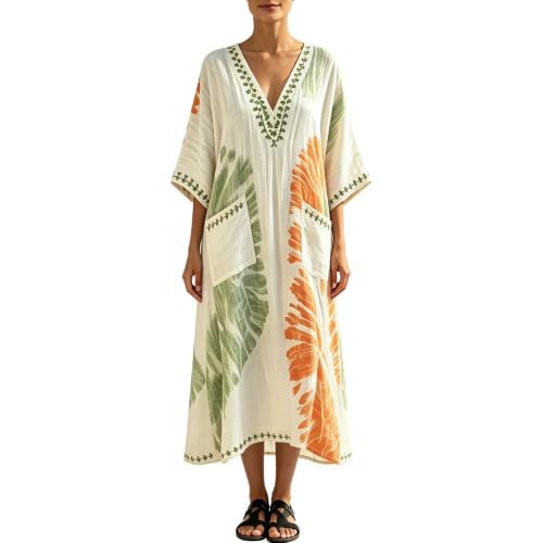 Women's Plaid & Solid Print Midi Dress with Deep V-Neck and Five-Quarter Sleeves
