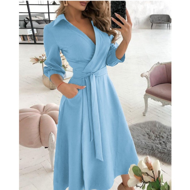 Women's Long Sleeve V-Neck Print Bodycon Dress
