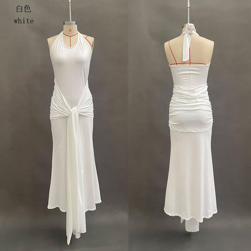 Women's Ribbon-Trim Halter Bodycon Maxi Dress