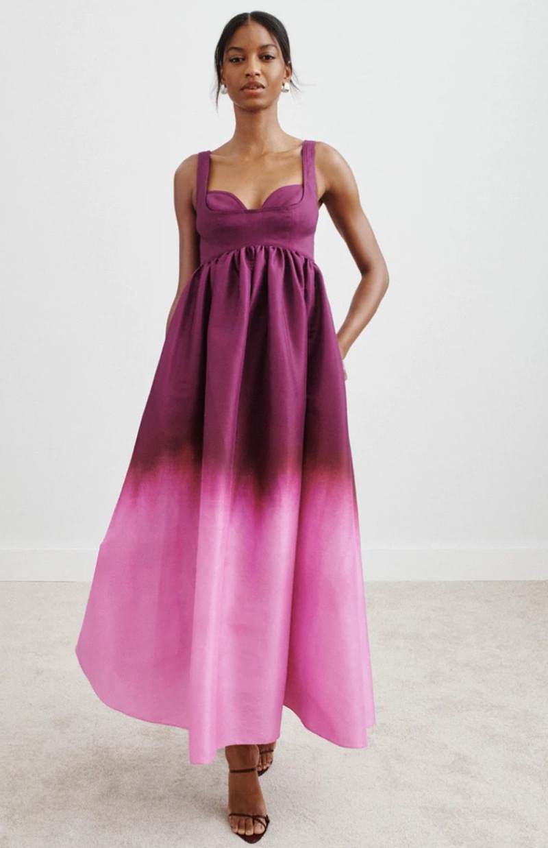 Gradient Sleeveless Lace-Up Backless Maxi Dress