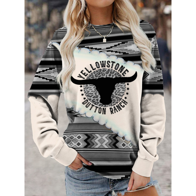 3D Print Crewneck Pullover Hoodie Women's Casual Sweatshirt