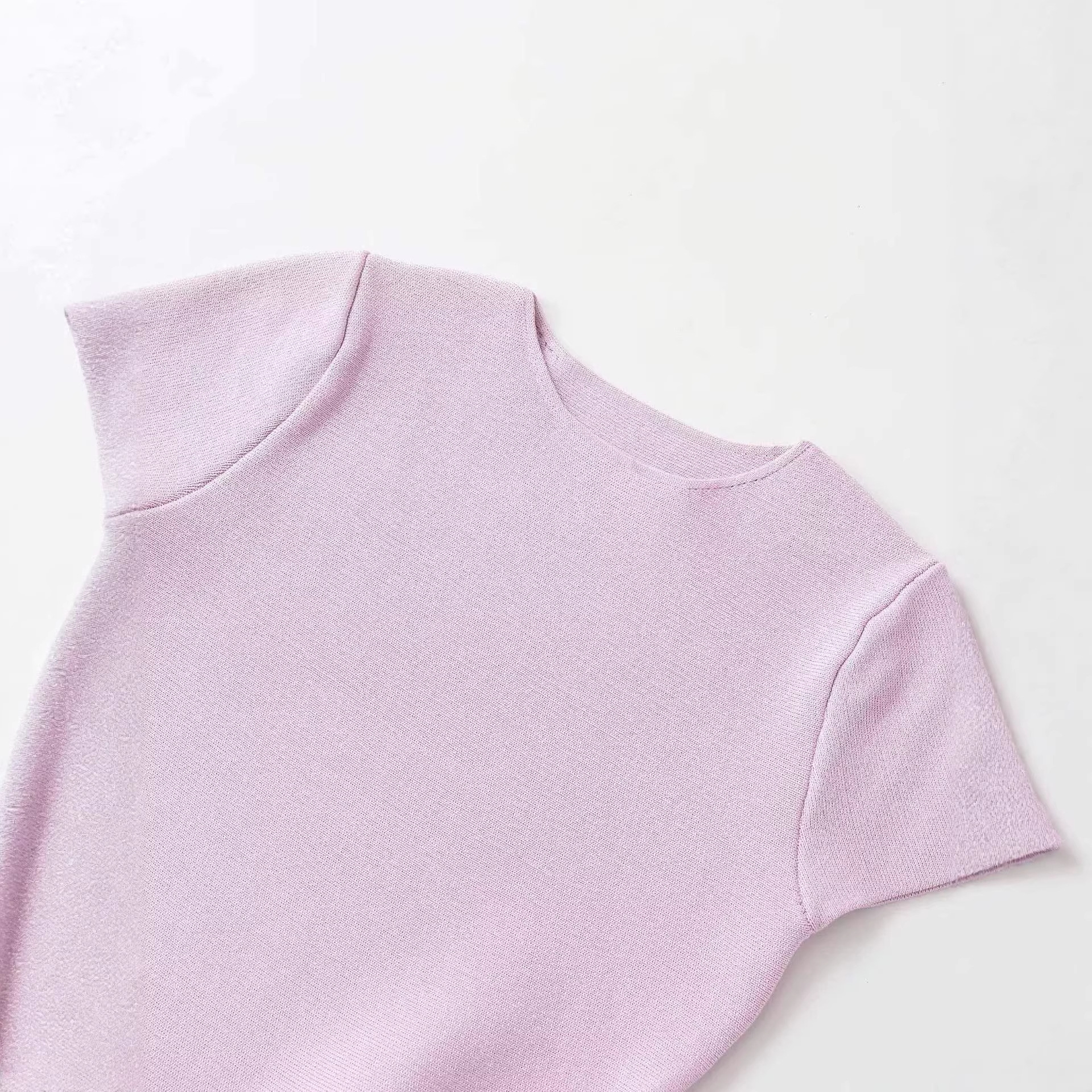 Women's Summer Round Neck Short Skirt Hem Knit Top