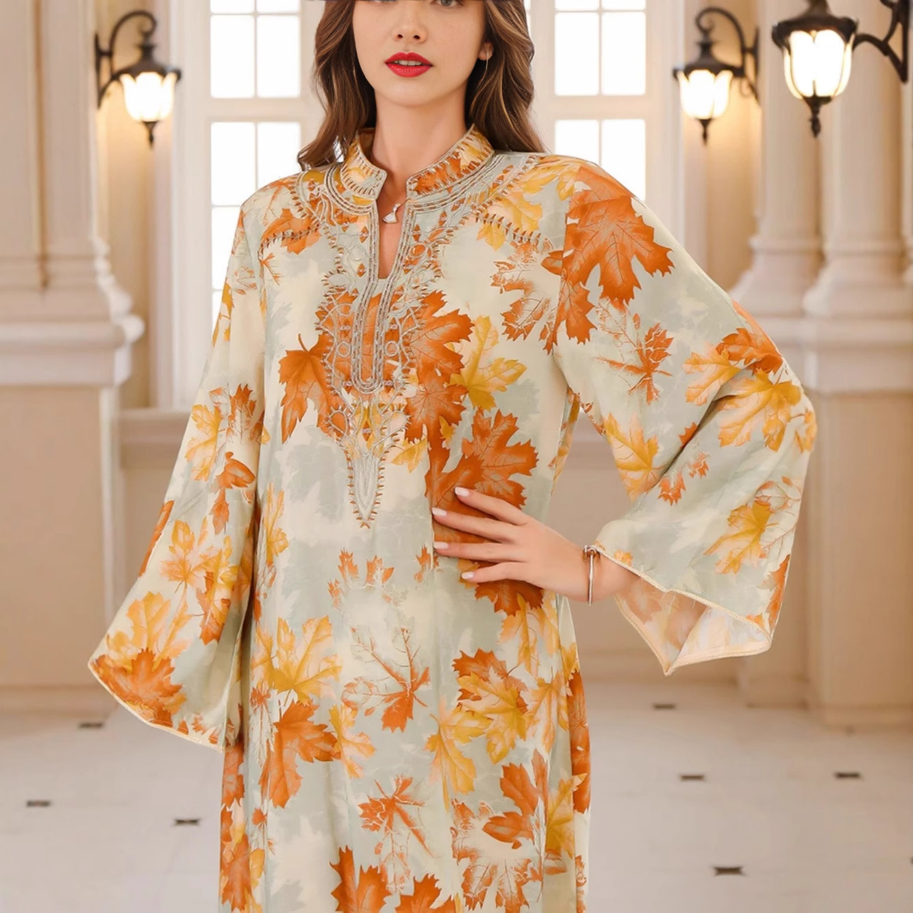 Floral Print Long Sleeve Maxi Dress