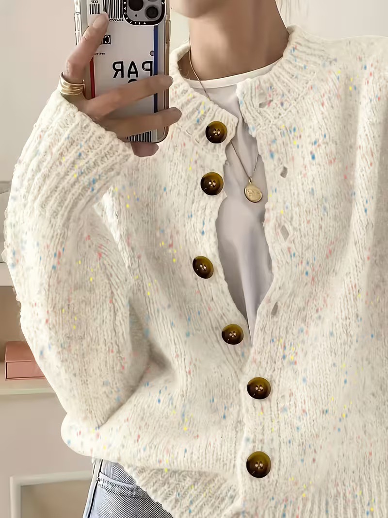 Women's Single-Breasted Knit Cardigan Short Sweater Jacket