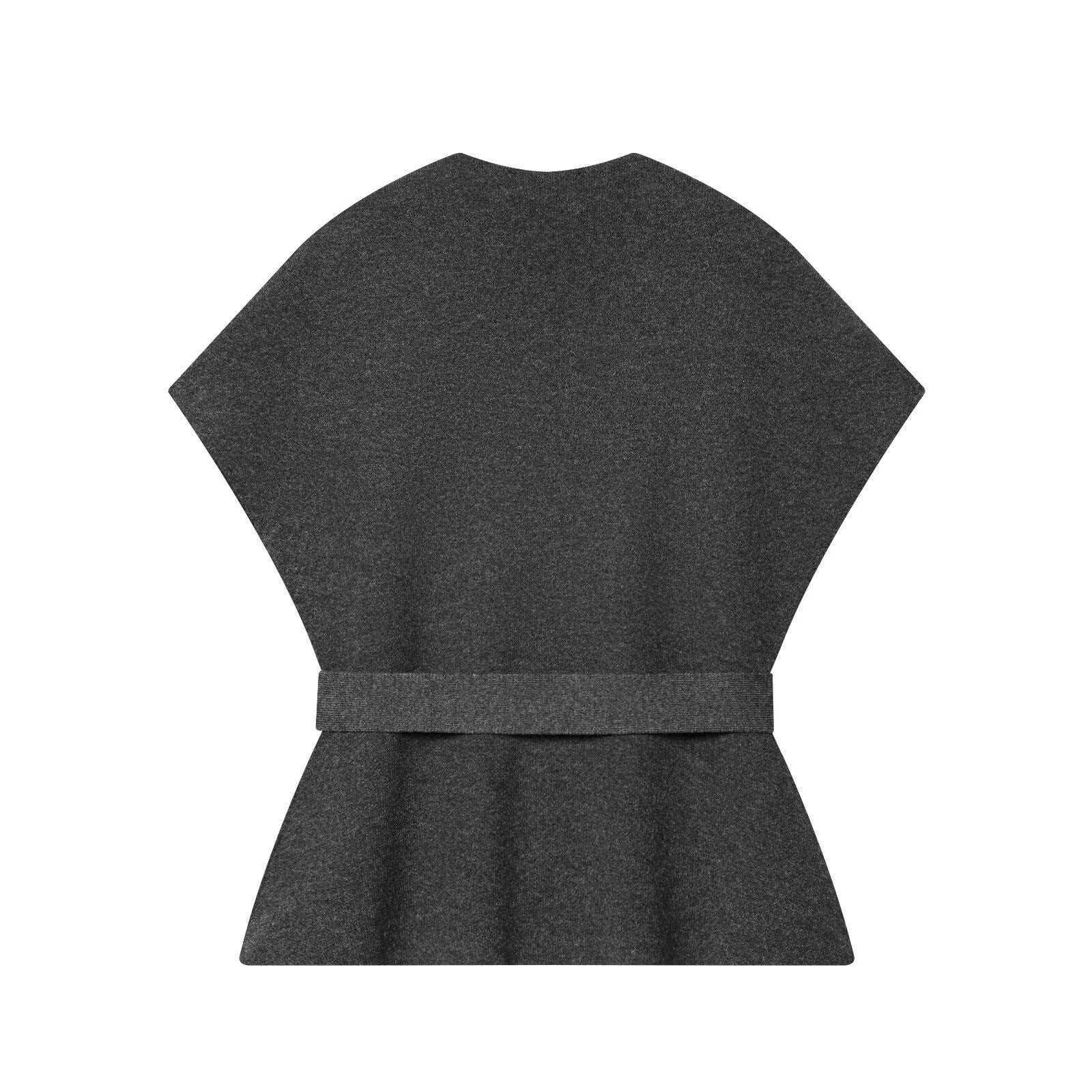 Dark Gray V-Neck Knit Two-Piece Skirt Set
