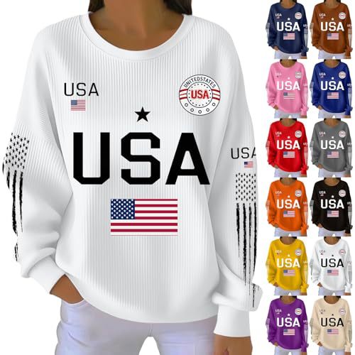 Women's American Flag Star Print Sweatshirt