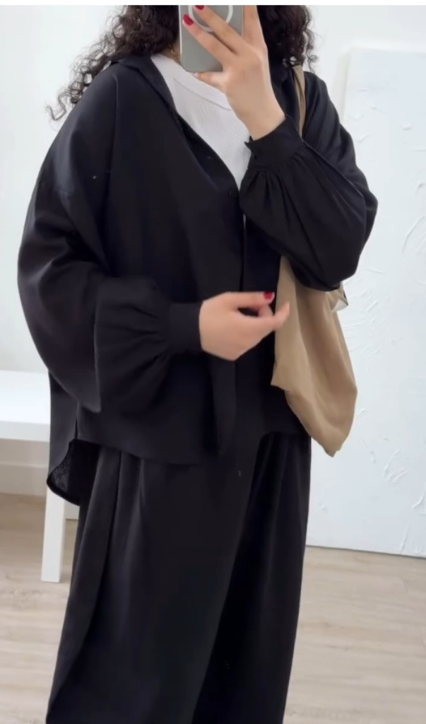 Women's Lazy Style Cardigan and Solid Pants Two-Piece Set