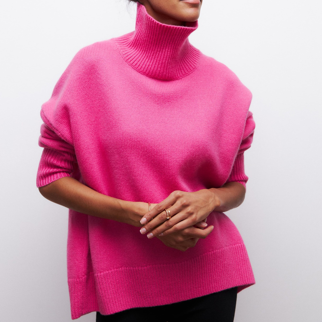 Women's Long Ribbed Turtleneck Sweater Loose Fit