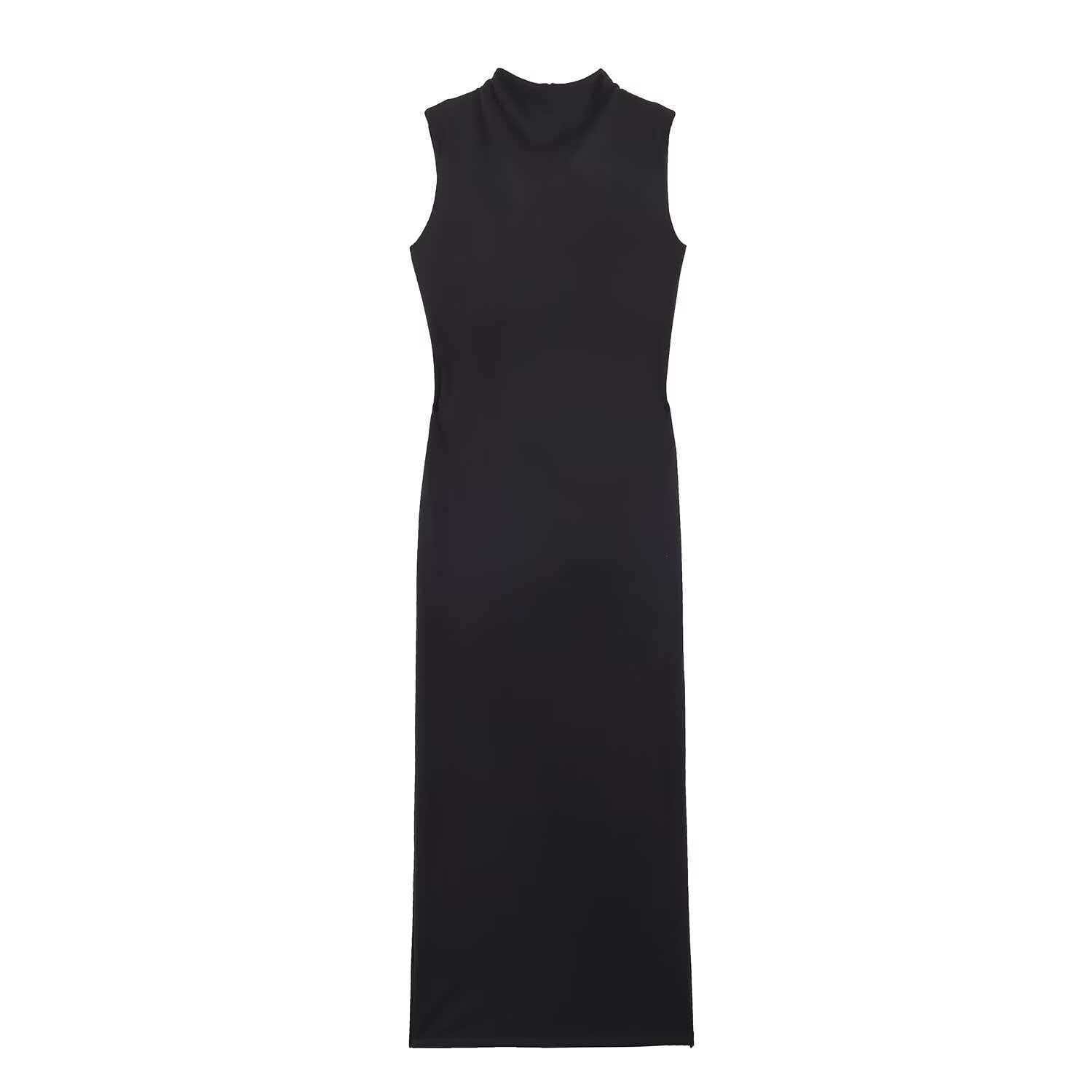 Women's Solid Color Slim Fit Backless Sleeveless Halter Dress
