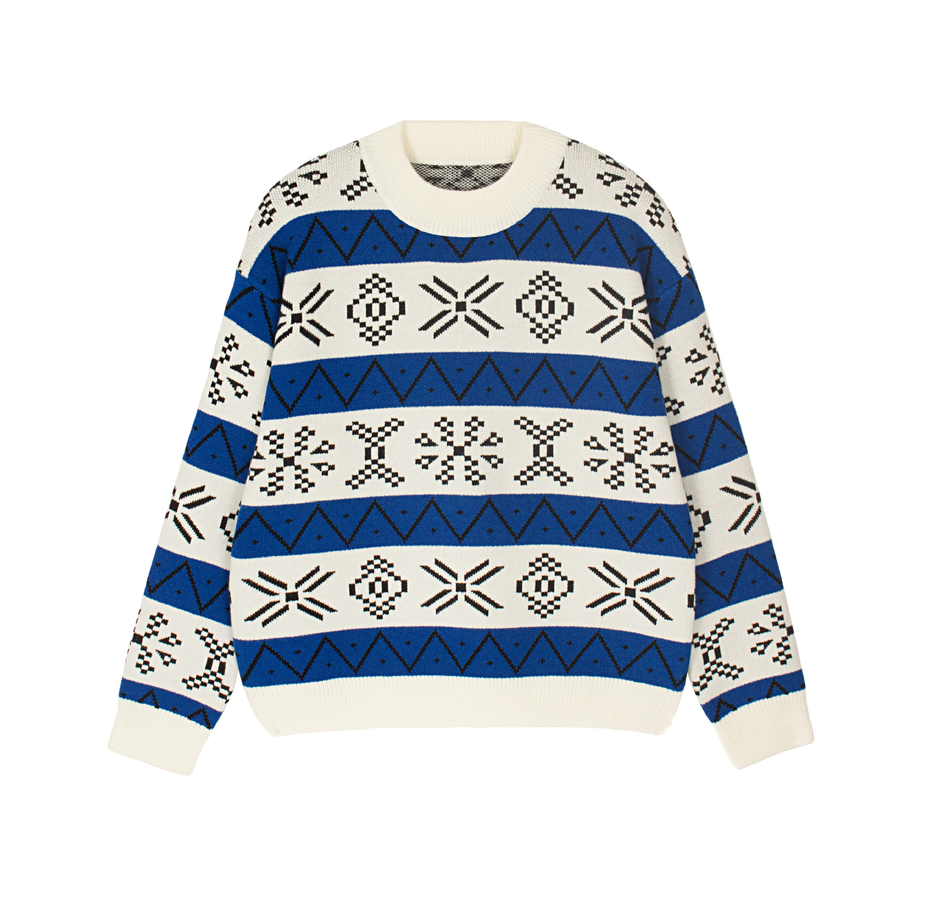 Women's Vintage Jacquard Knit Sweater Loose Pullover