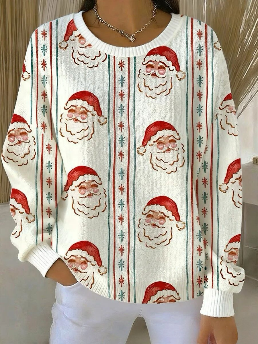 Women's Pumpkin Christmas Tree Bow Print Crewneck Sweatshirt