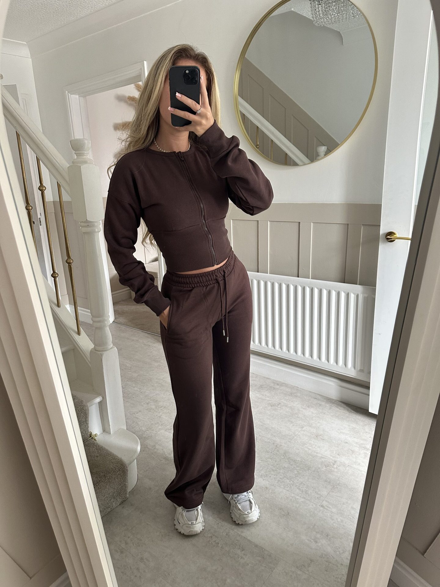 Women's Solid Zip Cardigan and Straight-Leg Pants Set