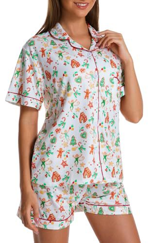 Women's Cuban Collar Polka Dot Print Short Sleeve Top Set