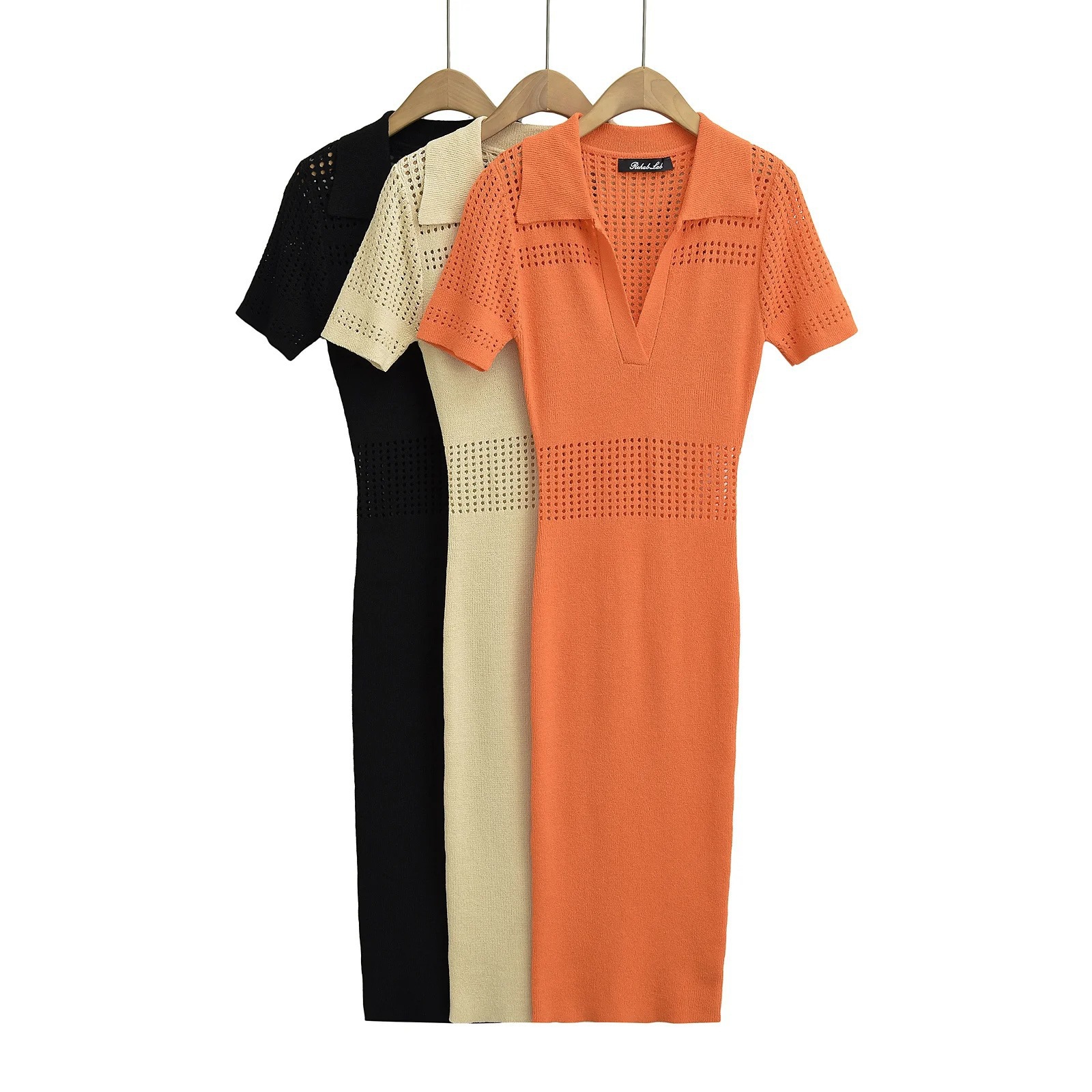 Women's Slim Fit V-Neck Knit Dress with Waist Cinching