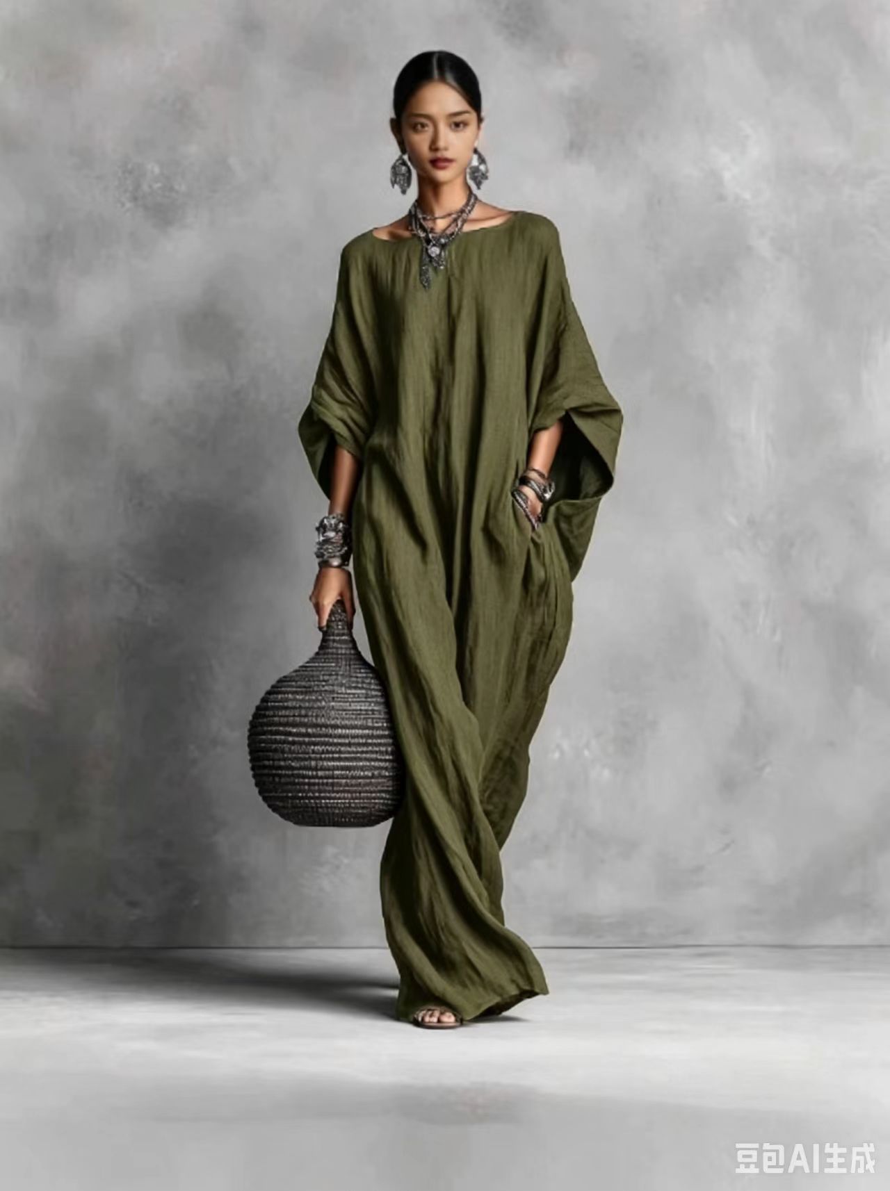 Women's Off-Shoulder Long Sleeve Solid Color Long Casual Dress
