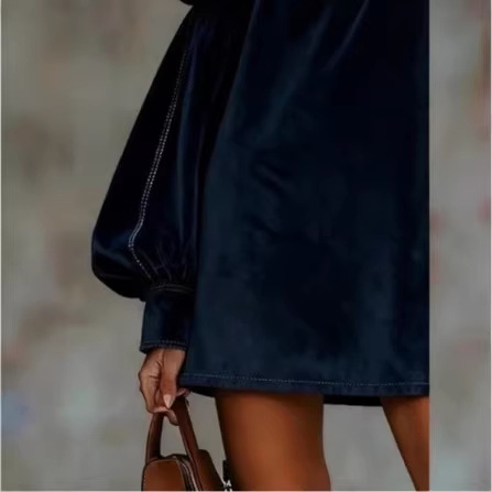 Velvet Off-Shoulder Mini Dress with Puff Sleeves