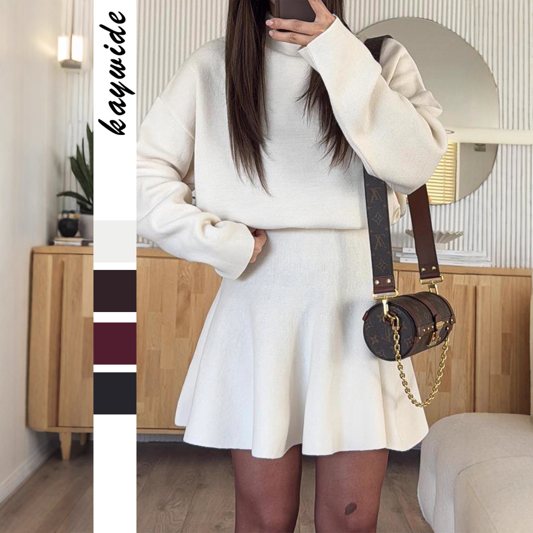 Casual Crewneck Long-Sleeve Sweater Dress Two-Piece Set