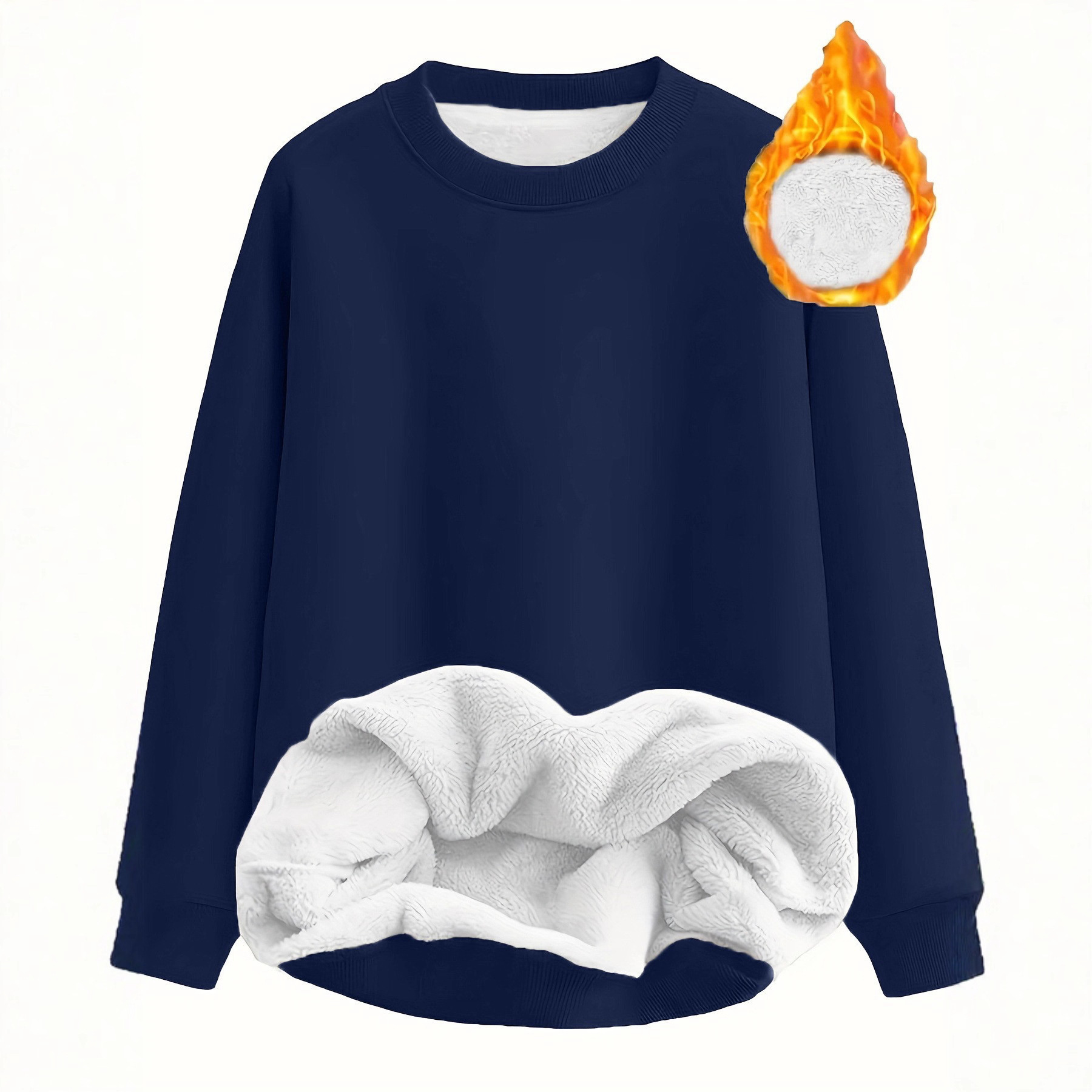Women's Solid Color Long Sleeve Crewneck Pullover Sweatshirt