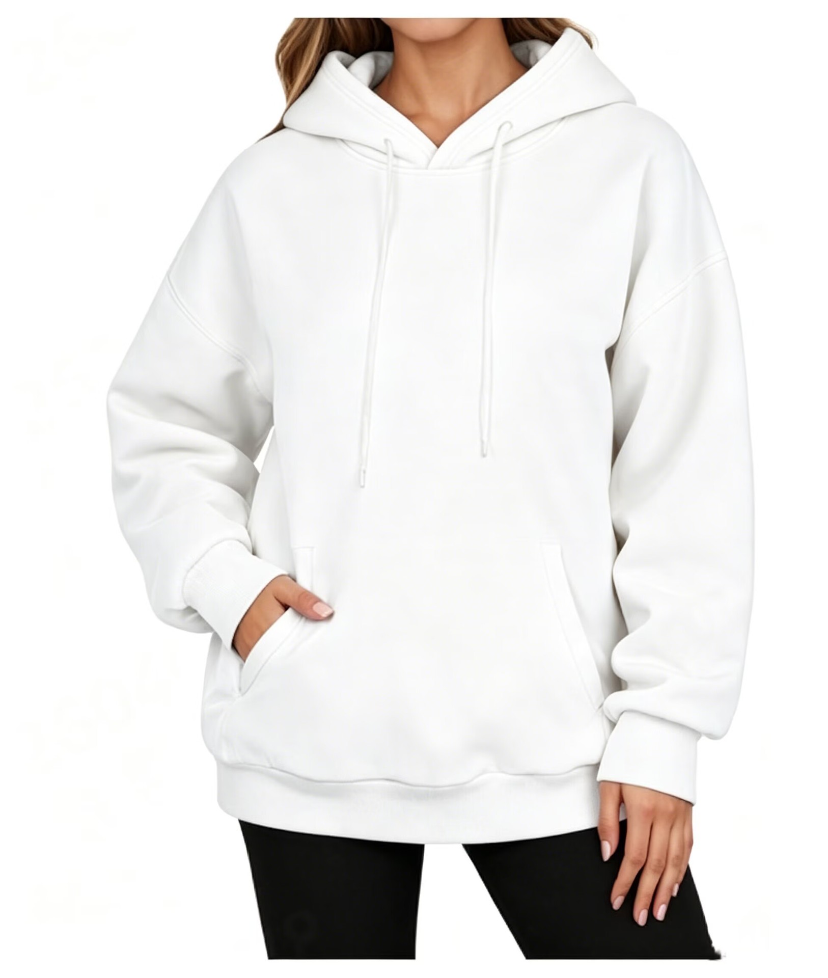 Plus Size Fleece-Lined Pullover Hoodie Unisex Drop Shoulder Solid Color