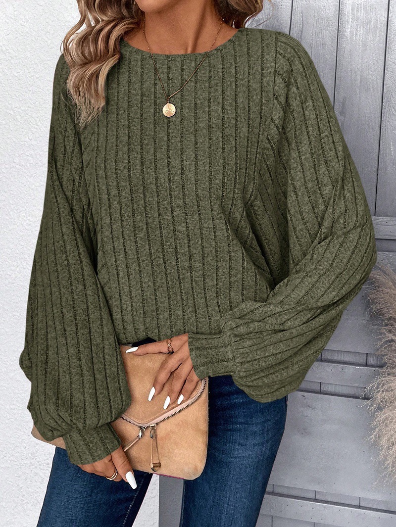 Women's Batwing Sleeve Knit Pullover Sweater Crew Neck Long Sleeve
