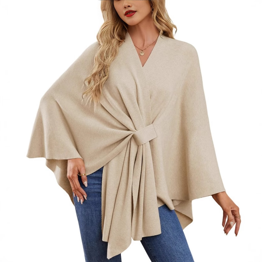 Women's Elegant One-Piece Solid Color Soft Cape Coat Poncho Top