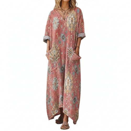 Women's Boho A-Line Midi Dress with 3D Print