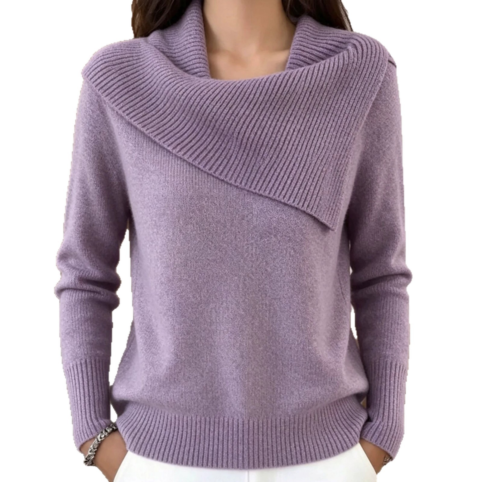 Korean Retro Collared Knit Sweater Slimming Lazy Style