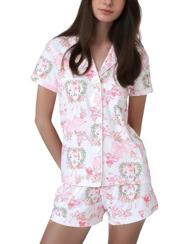 Women's Cuban Collar Polka Dot Print Short Sleeve Top Set