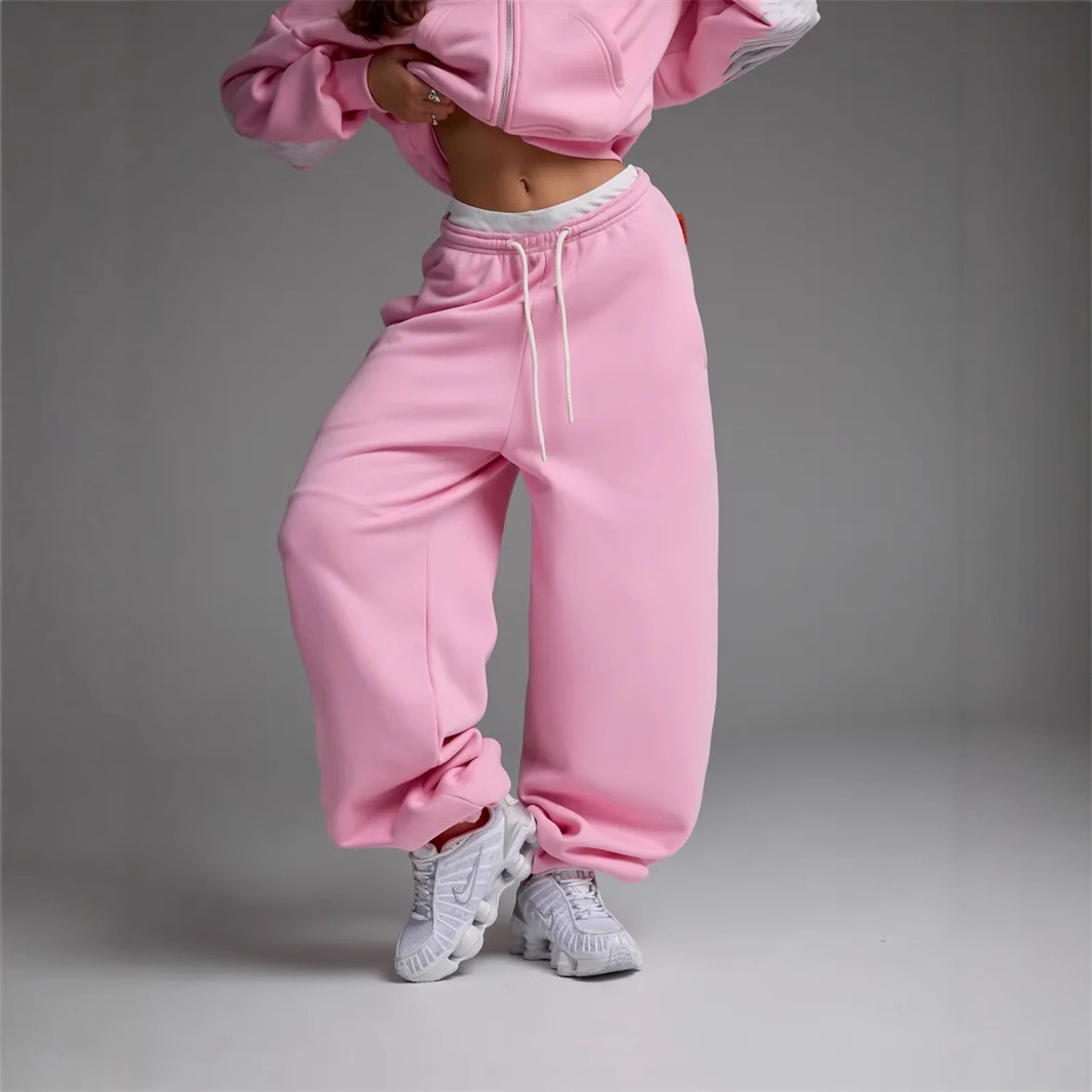 Casual Straight-Leg Wide-Leg Sweatpants with Drawstring