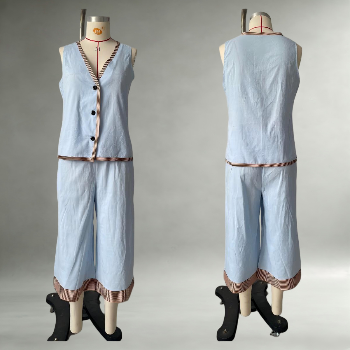 Women's Summer Button Tank Top & Shorts Set Casual Commuter