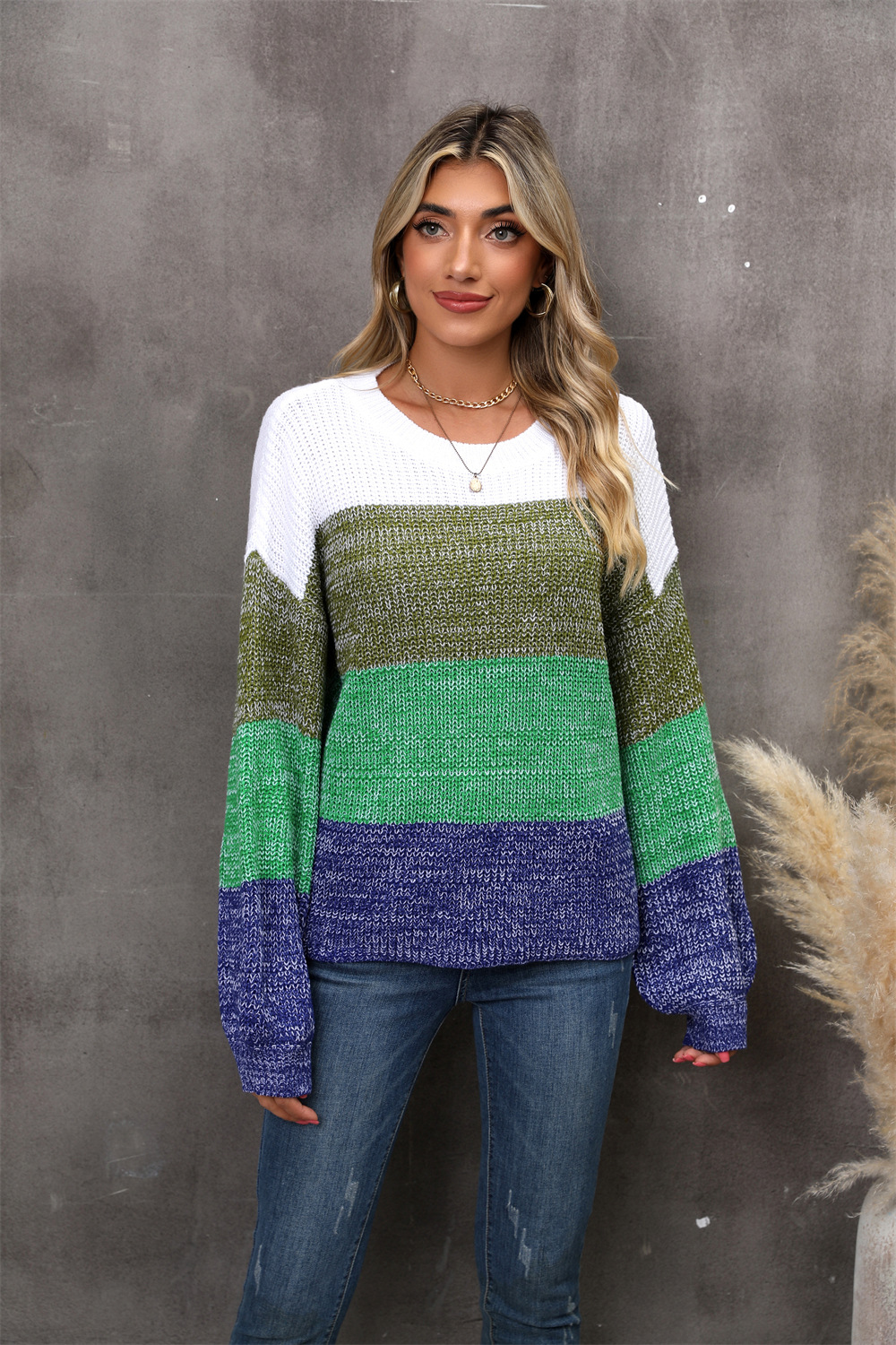 Colorblock Oversized Pullover Sweater
